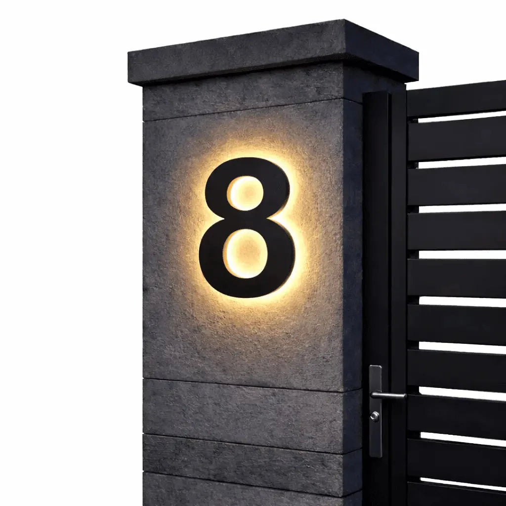 House Number Sign | Warm White LED Backlighting & IP68 Waterproof
