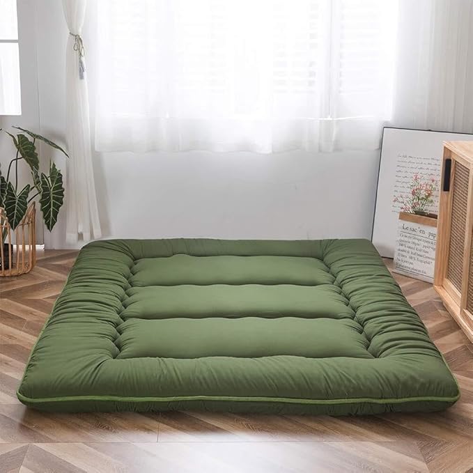 Japanese Futon Mattress | Quilted 4-Inch & Foldable | Washable Polyester