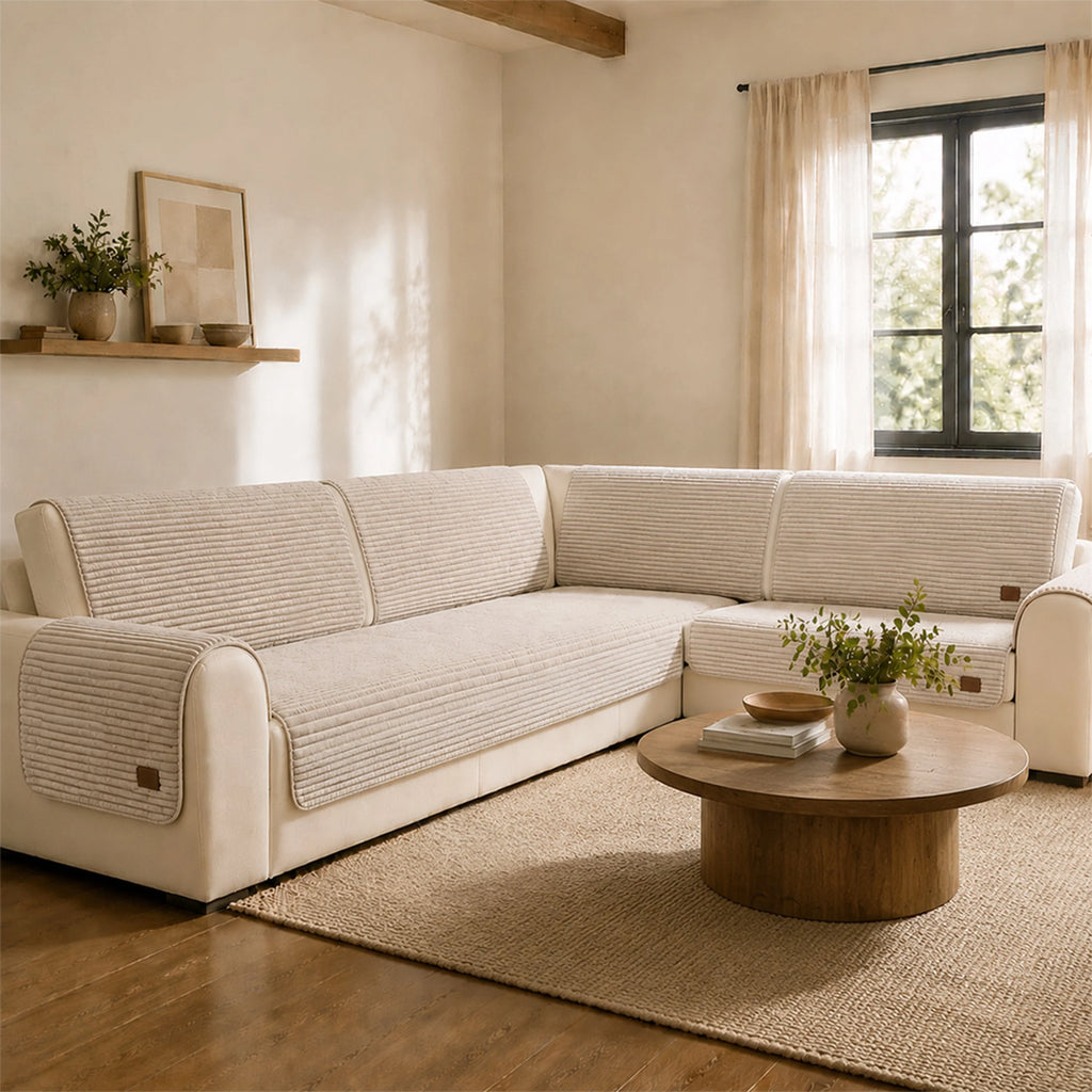Sofa Cover | Plush Striped & Non-Slip | Machine Washable