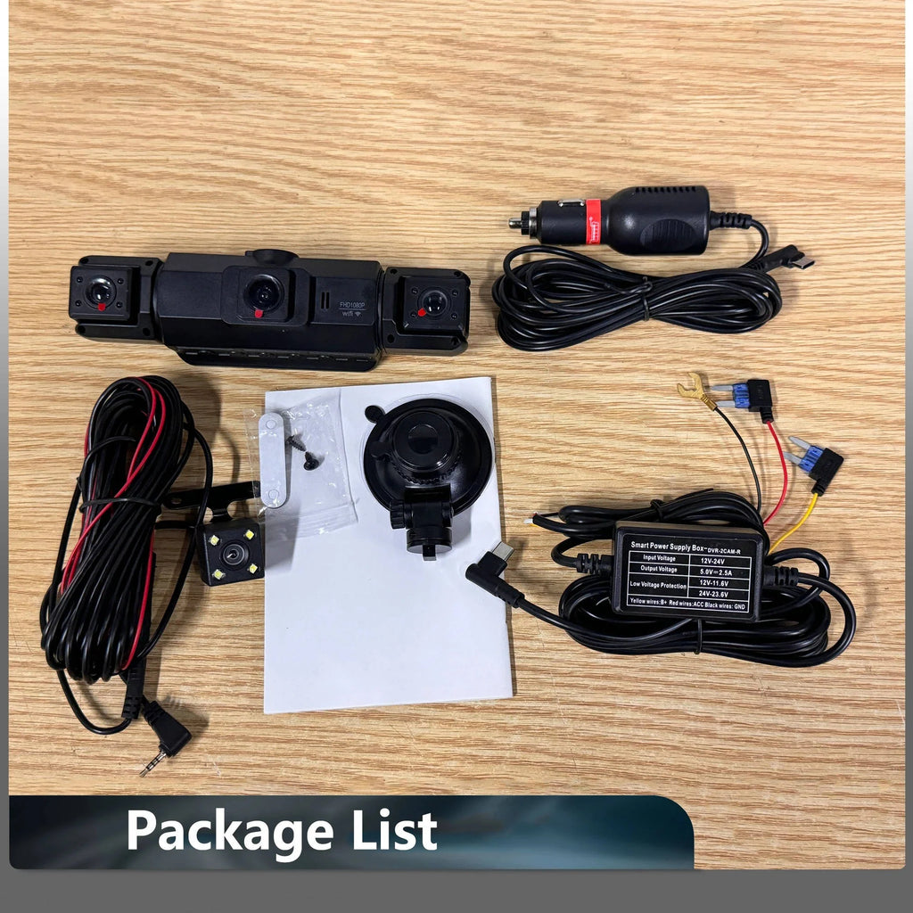 Car Dash Cam | 4-Channel Front & Rear Night Vision & WiFi
