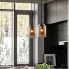 Pendant Lamp | Double Amber & Smoke Glass | E27 LED-Compatible