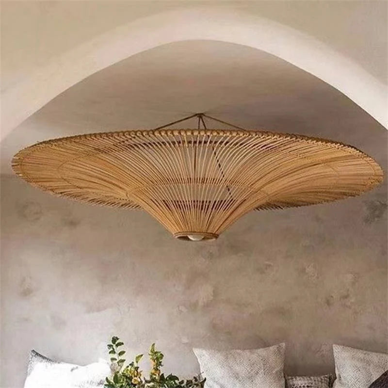 Ceiling Light | Woven Natural Fiber | Warm Ambient Lighting
