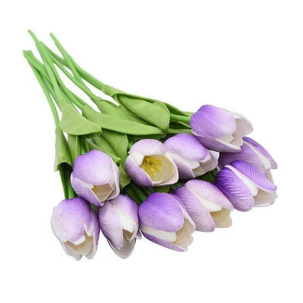 Artificial Tulip Stems | Realistic Silk-Like Blooms | Set of 10