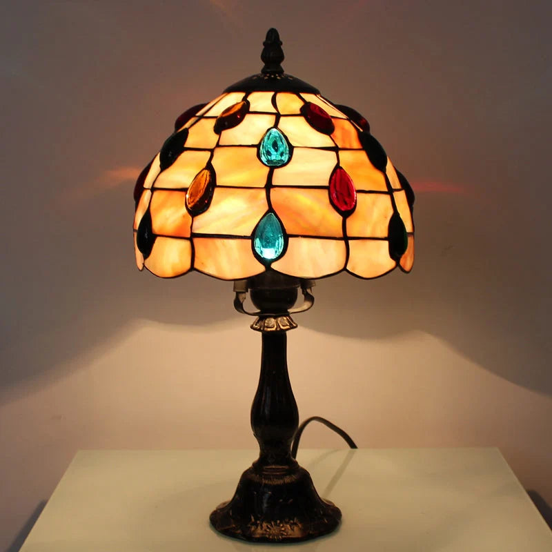 Desk Lamp | Tiffany-Inspired Shell Shade & Jewel Drops