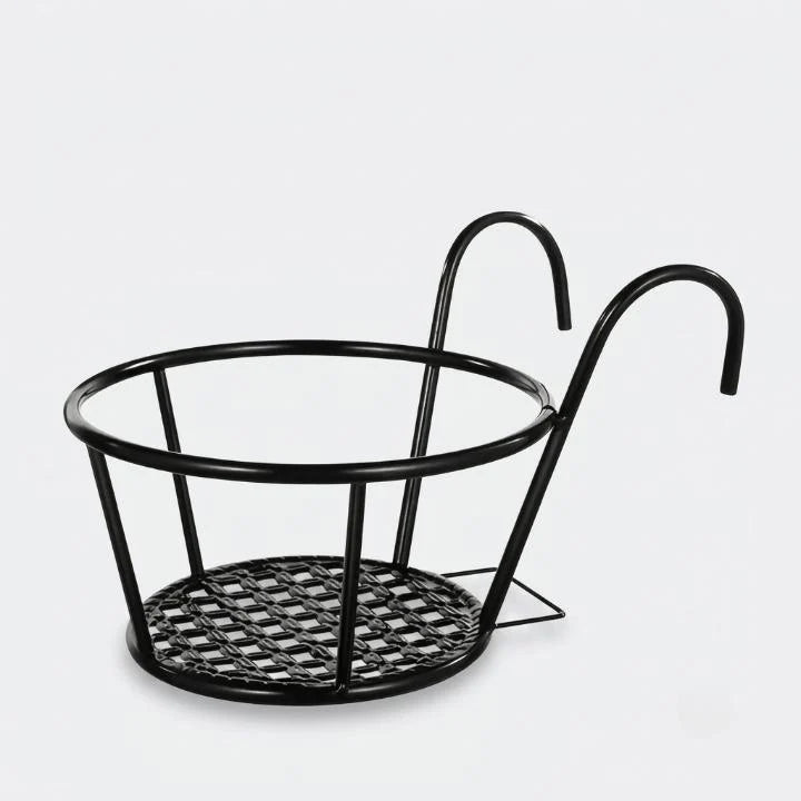 Balcony Plant Pot Holder | No-Drill Hook-On & Open-Grid Drainage | Set of 3