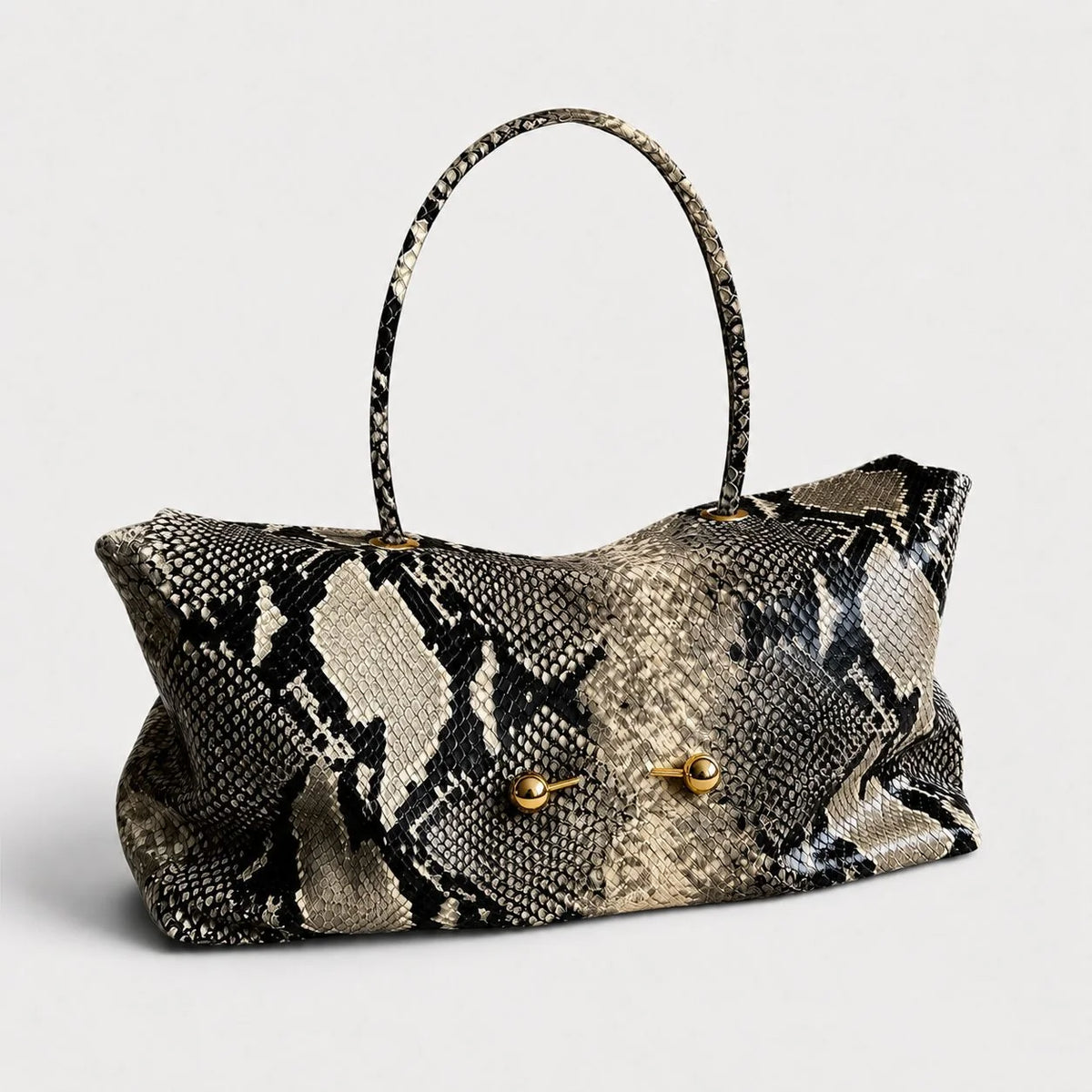 Shoulder Bag | Crocodile-Embossed Vegan Leather | Gold-Tone Hardware