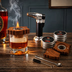 Cocktail Smoker Kit | Engraved Natural Wood | Includes Torch & Wood Chips