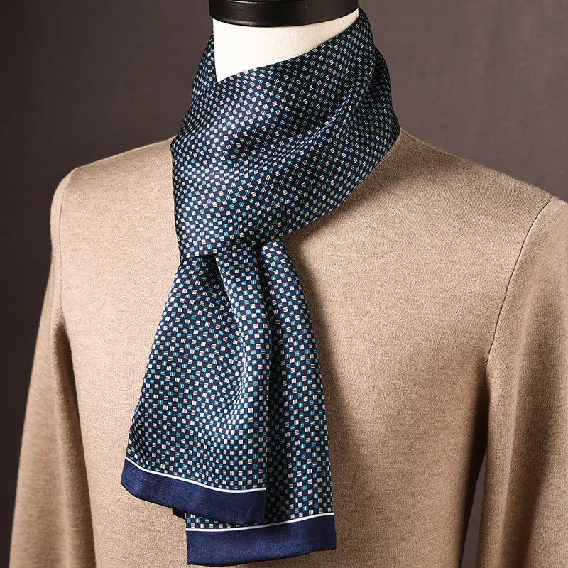 Silk Scarf | 100% Mulberry Silk Polka Dot Double-Layered | 160 x 25 cm