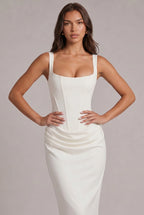 Maxi Dress | Boned Corset Bodice & Draped Lyocell Skirt | Adjustable Straps