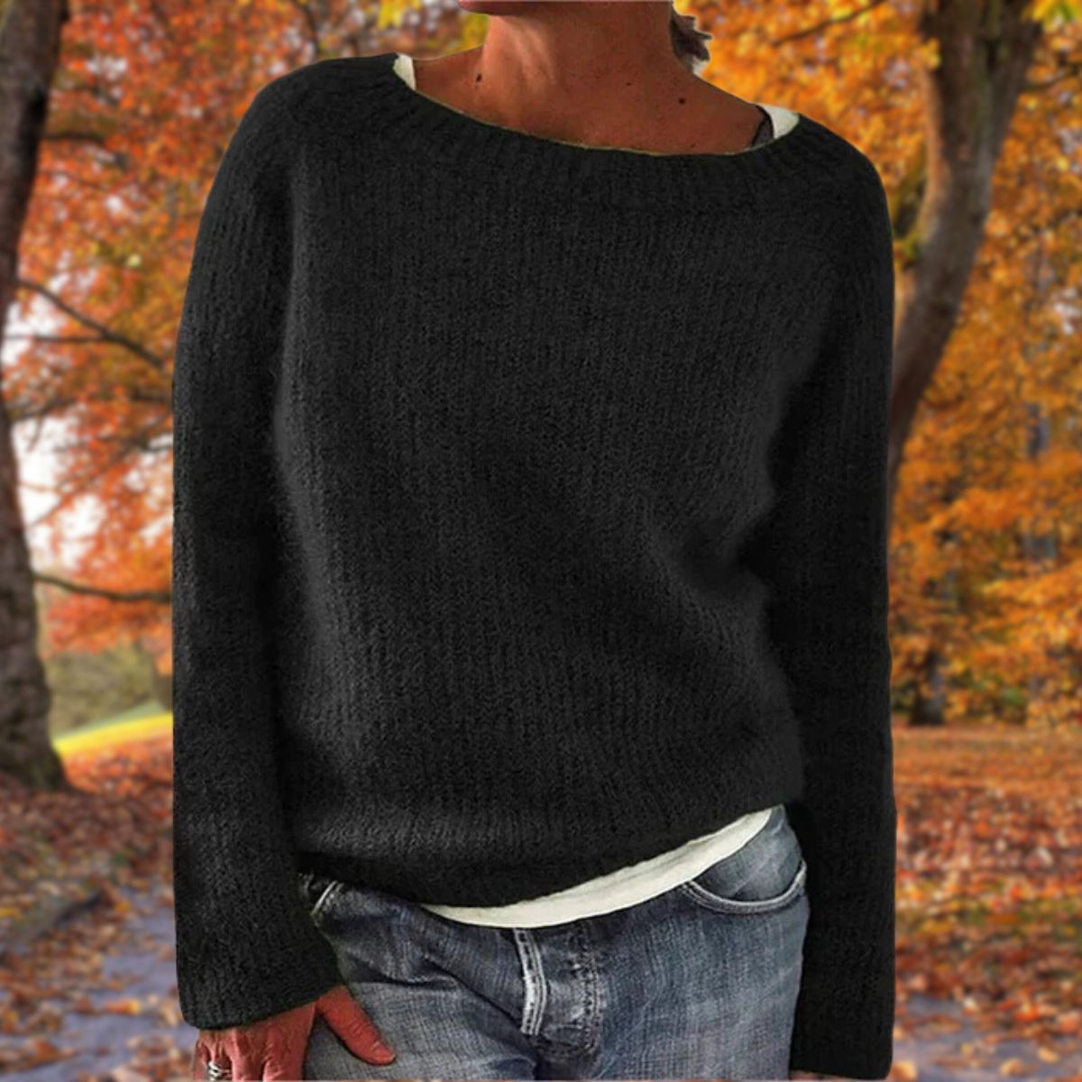 Sweater | Wool Knit Crew Neck | Loose Fit & Long Sleeves