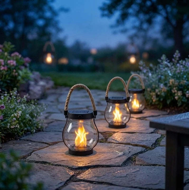 Solar Lantern | Realistic Flicker & USB‑C Rechargeable
