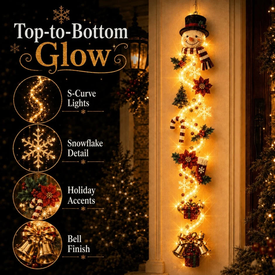 Christmas Door Hanger | Cordless Warm White Lights | 70 Cm