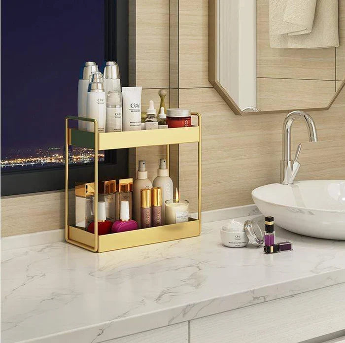 Vanity Organizer | Double-Layer Gold Finish & Space-Saving