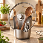 Utensil & Pot Lid Holder | Stainless Steel Drip-Catching Weighted Base
