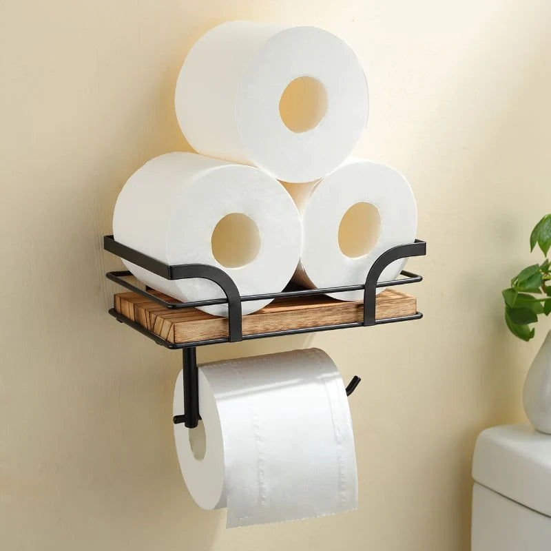 Wall-Mounted Storage Shelf | Integrated Paper Holder & Space-Saving