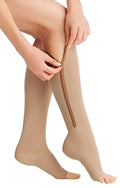 Compression Socks | Graduated 20-30 mmHg | Zippered Open Toe