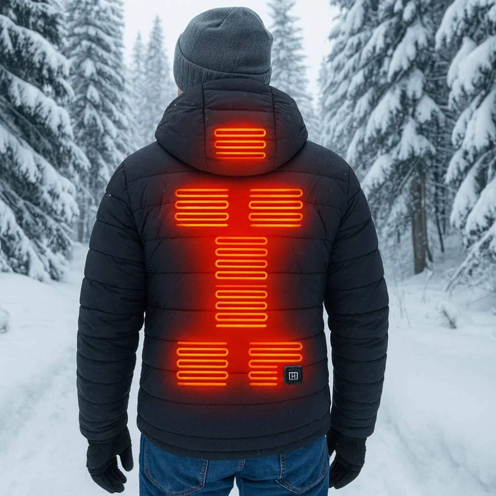 Heated Puffer Jacket | Adjustable Temperature Control & Built-In Hood