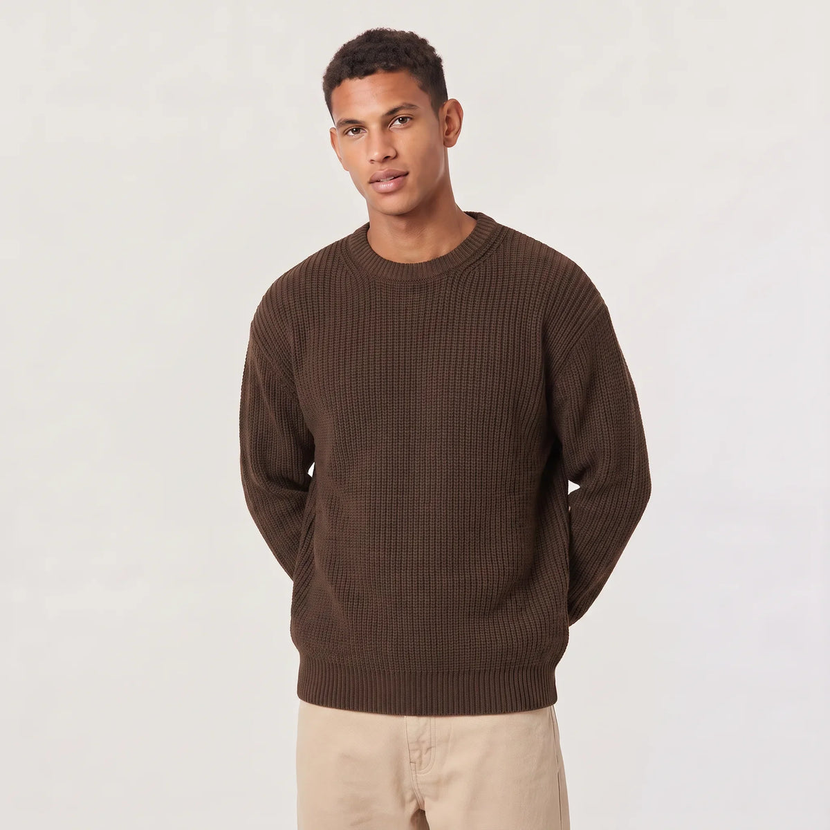 Men’s Sweater | Knitted Crew Neck & Rib-Knit Trim | Regular Fit