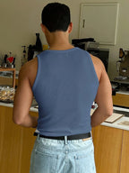 Tank Top | Slim Fit Ribbed | Sleeveless Round Neck