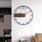 Wall Clock | Walnut Wood & Iron Frame Silent Quartz Movement