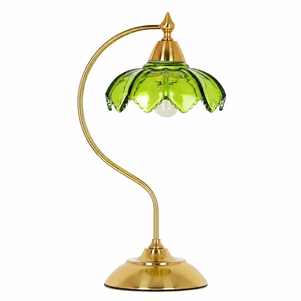 Table Lamp | Floral Glass Shade & Adjustable Arm