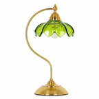 Table Lamp | Floral Glass Shade & Adjustable Arm