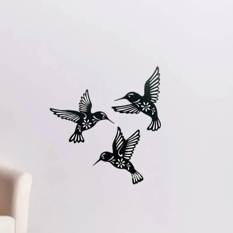 Wall Art | Black Metal Hummingbirds | 3-Piece Set