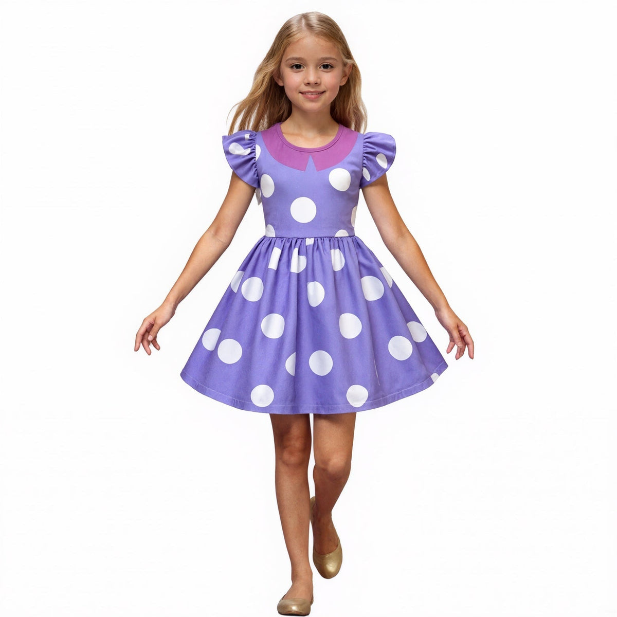 Kids Costume Dress | Polka Dot Print & Ruffle Sleeves
