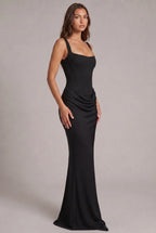 Maxi Dress | Boned Corset Bodice & Draped Lyocell Skirt | Adjustable Straps