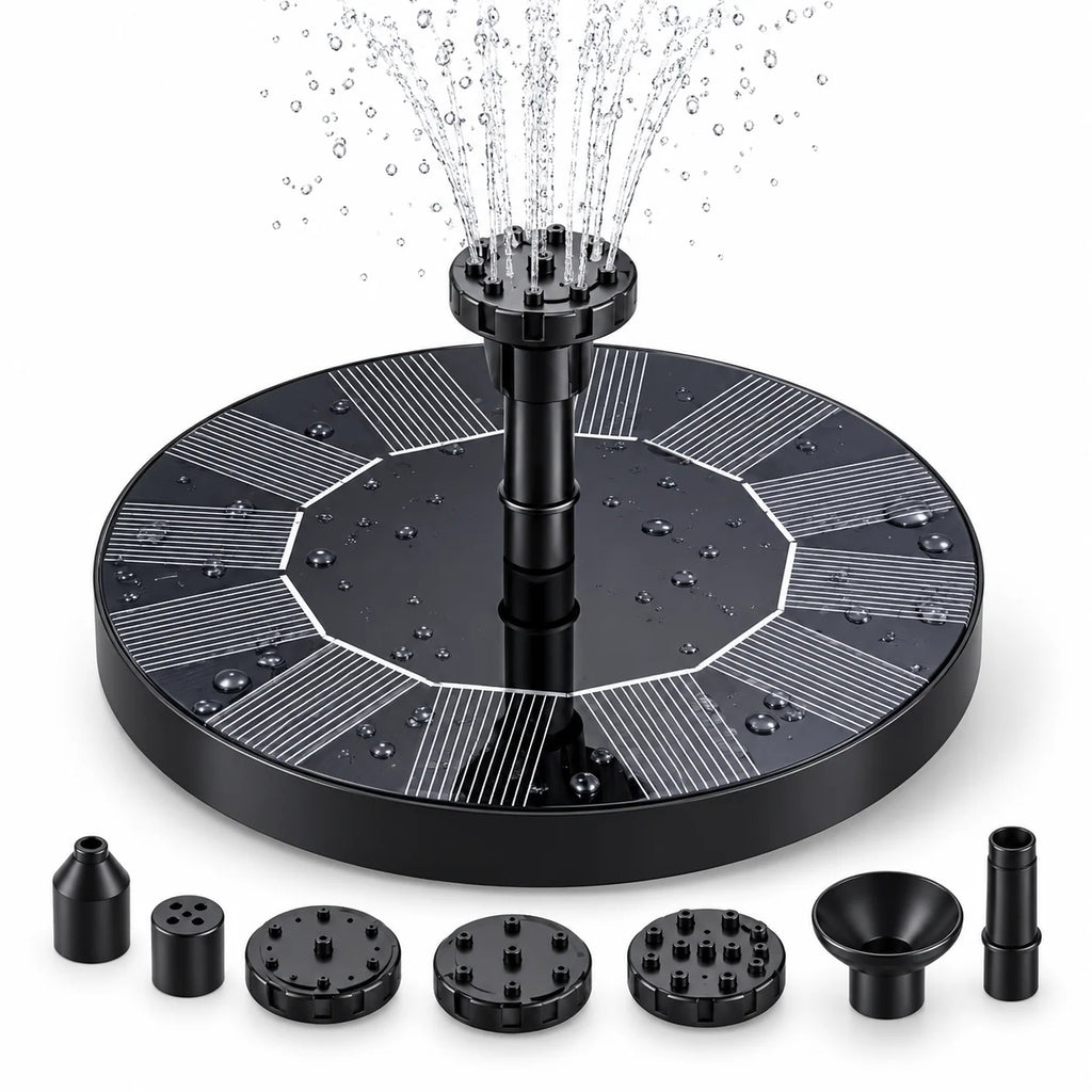 Solar Fountain Pump | Floating & Solar-Powered | Interchangeable Fountain Heads