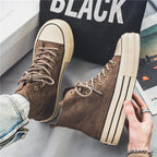 High-Top Sneakers | Durable Canvas Lace-Up | Thick Sole