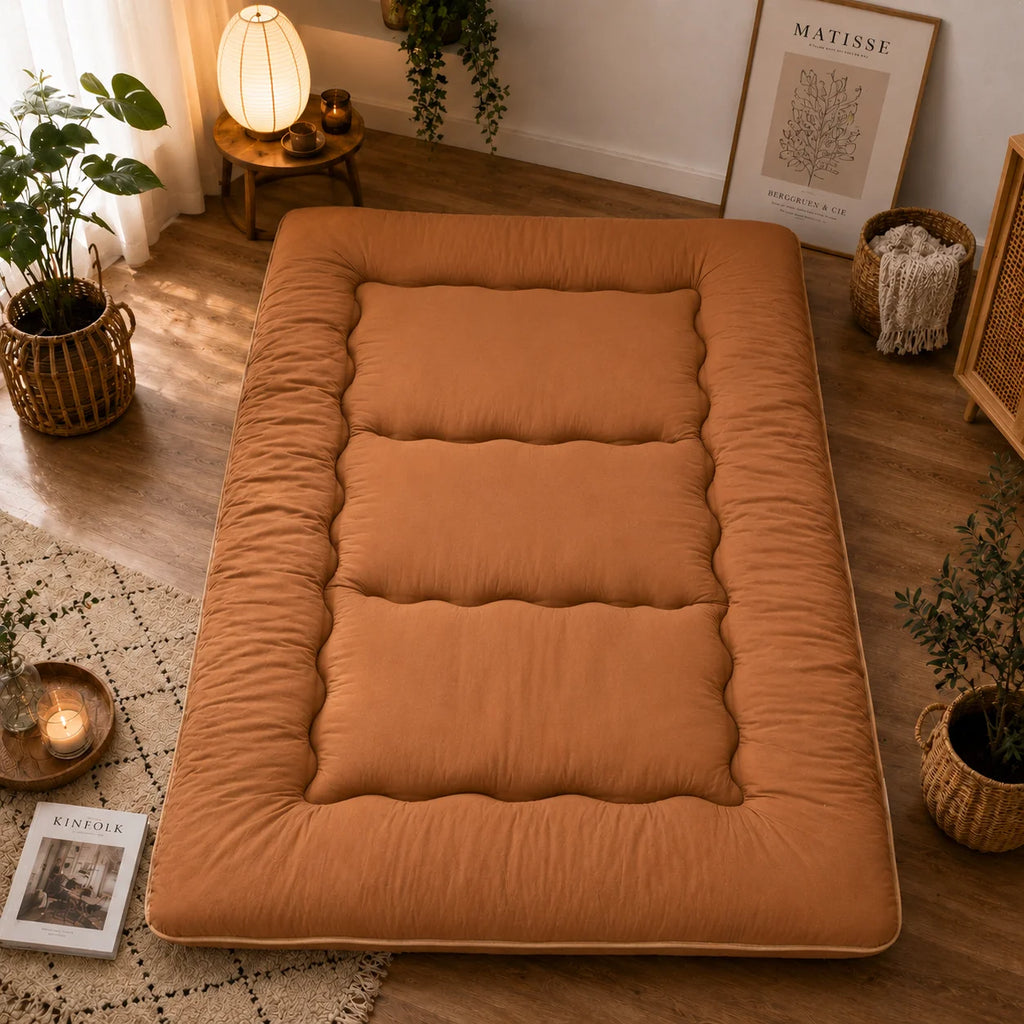 Japanese Futon Mattress | Quilted 4-Inch & Foldable | Washable Polyester