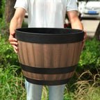Plant Pot | High-Density Resin & Barrel Design | With Drainage Holes