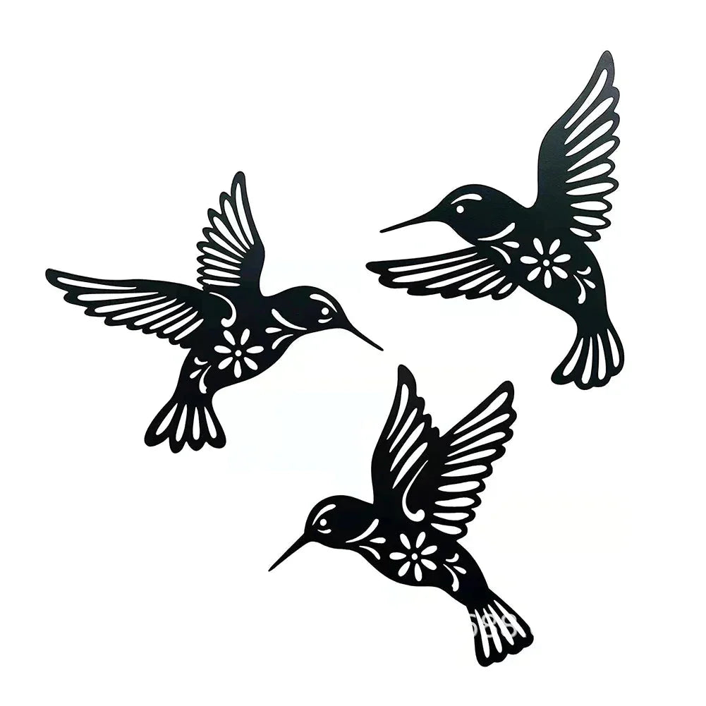 Wall Art | Black Metal Hummingbirds | 3-Piece Set