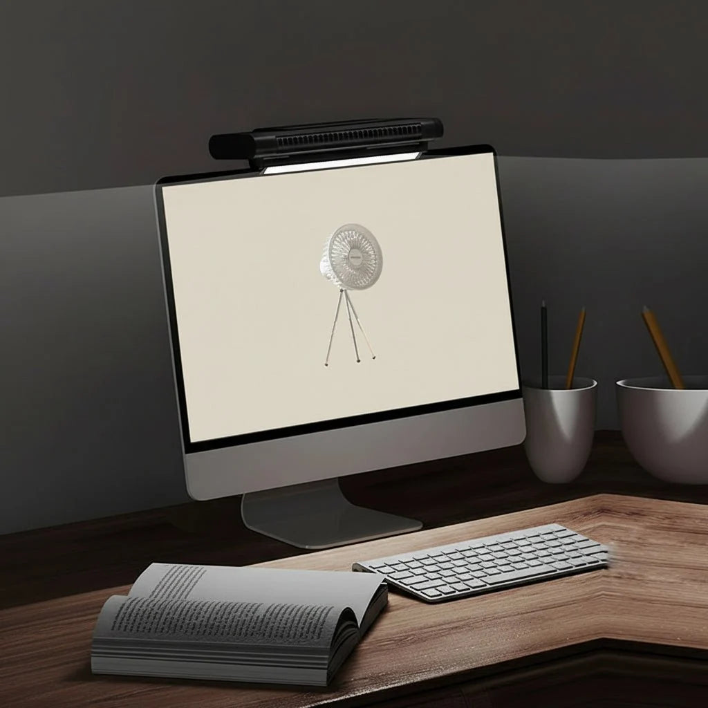 Desktop Fan | Bladeless USB-Powered | Adjustable Airflow & LED Lamp