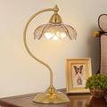 Table Lamp | Floral Glass Shade & Adjustable Arm