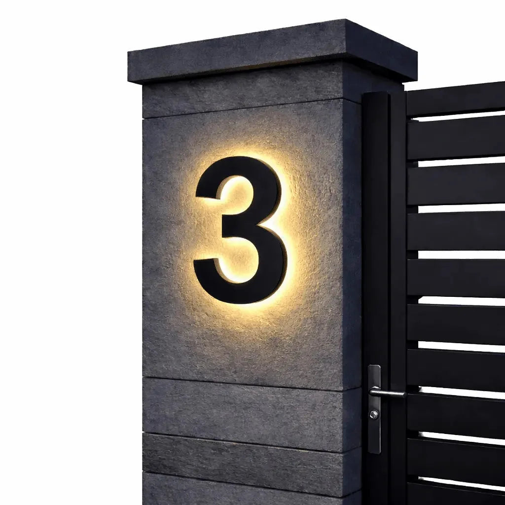 House Number Sign | Warm White LED Backlighting & IP68 Waterproof
