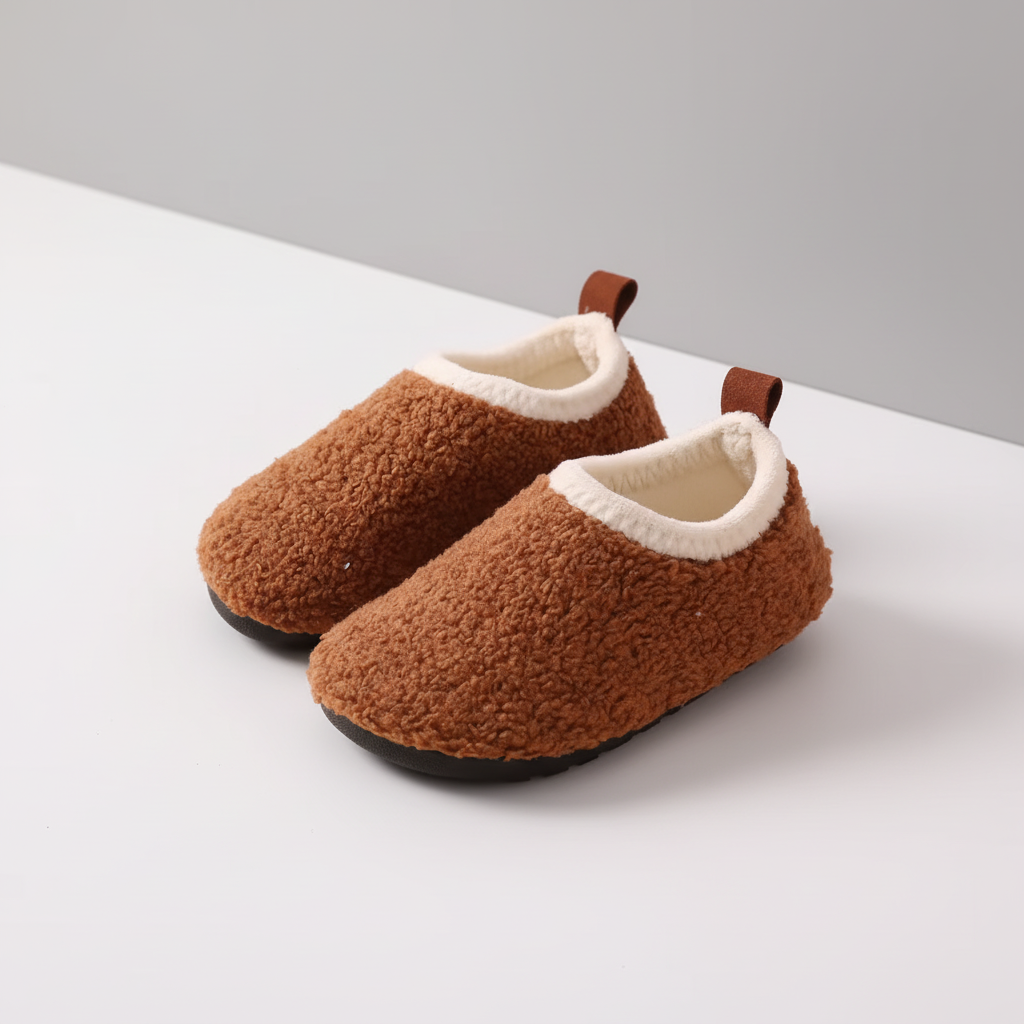 Kids' Slippers | Plush-Lined & Flexible Non-Slip Sole | Cotton Exterior