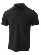 Men’s Polo Shirt | Short Sleeve V-Neck | Waffle Texture & Stretch Fabric