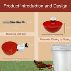 Chicken Waterer | Gravity-Fed & Leak-Proof Deep Cups | Set of 10