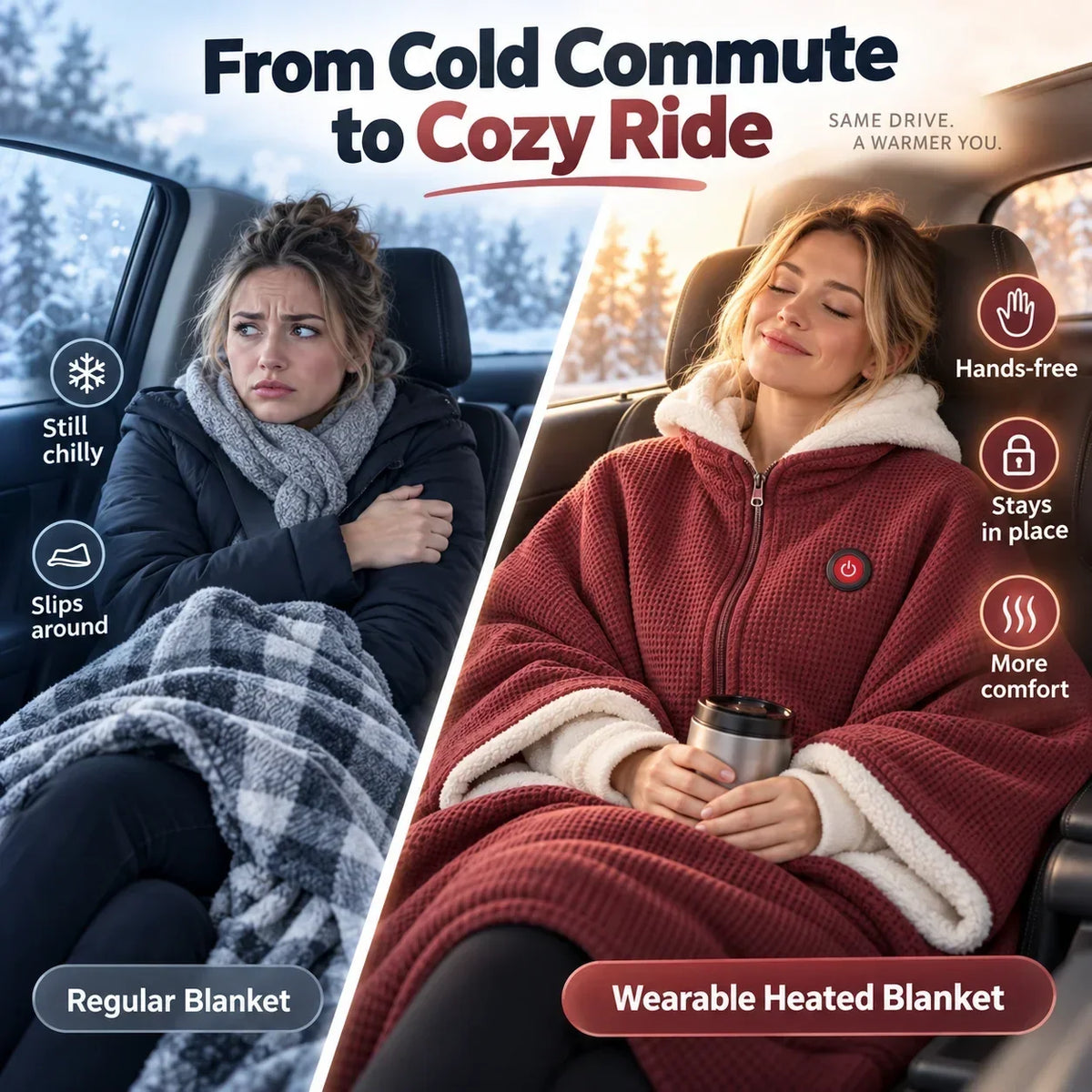 Wearable Heated Blanket | Active Heating & Hands-Free Design | 3 Heat Settings