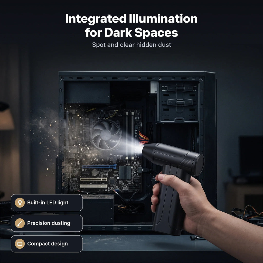 Air Duster | 100,000 RPM Rechargeable | Built-In Light & Battery Display