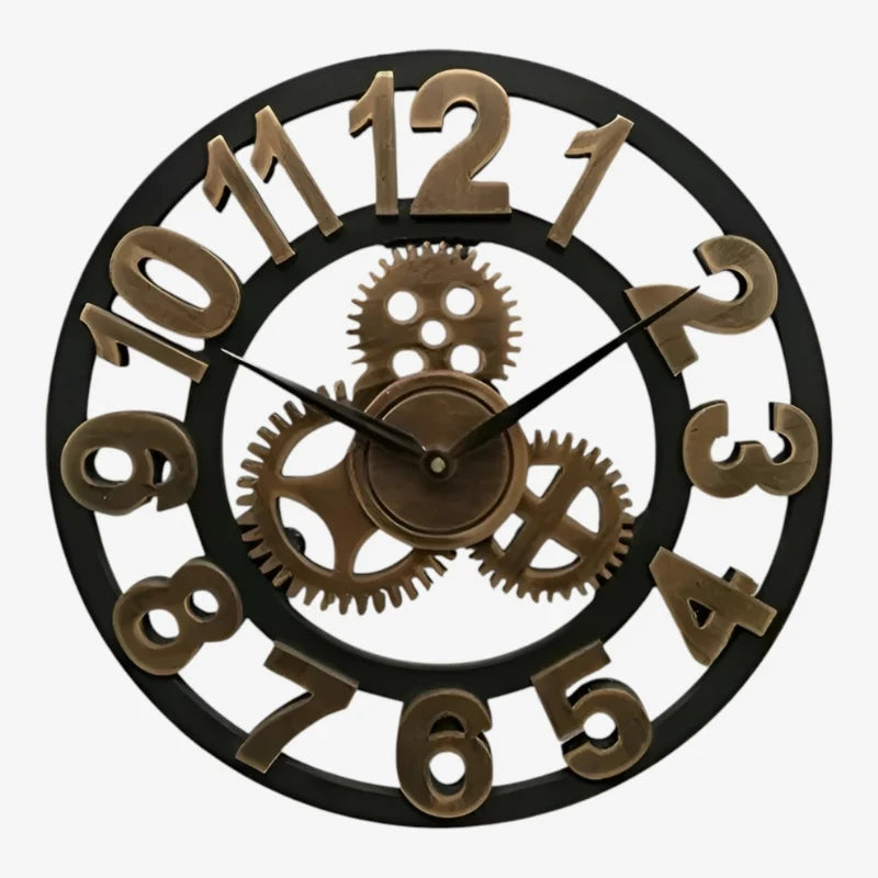 Wall Clock | Digital Display & Gear-Accented Bamboo | 30/40 cm
