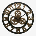 Wall Clock | Digital Display & Gear-Accented Bamboo | 30/40 cm