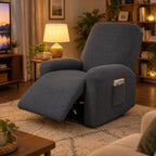 Recliner Cover | Stretch Fabric & Side Pocket | 4-Piece Set