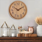 Wall Clock | Round Digital Display & Brown Finish | 30.5 cm