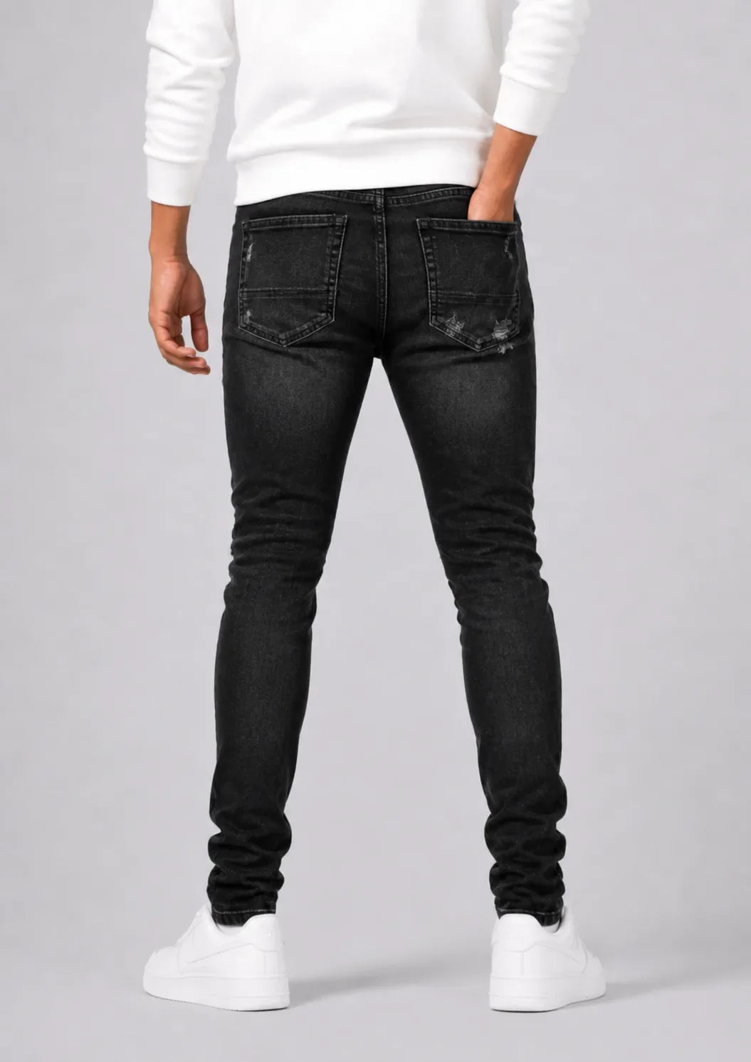 Men's Jeans | Slim Tapered Fit | Dark Wash & Ripped Details