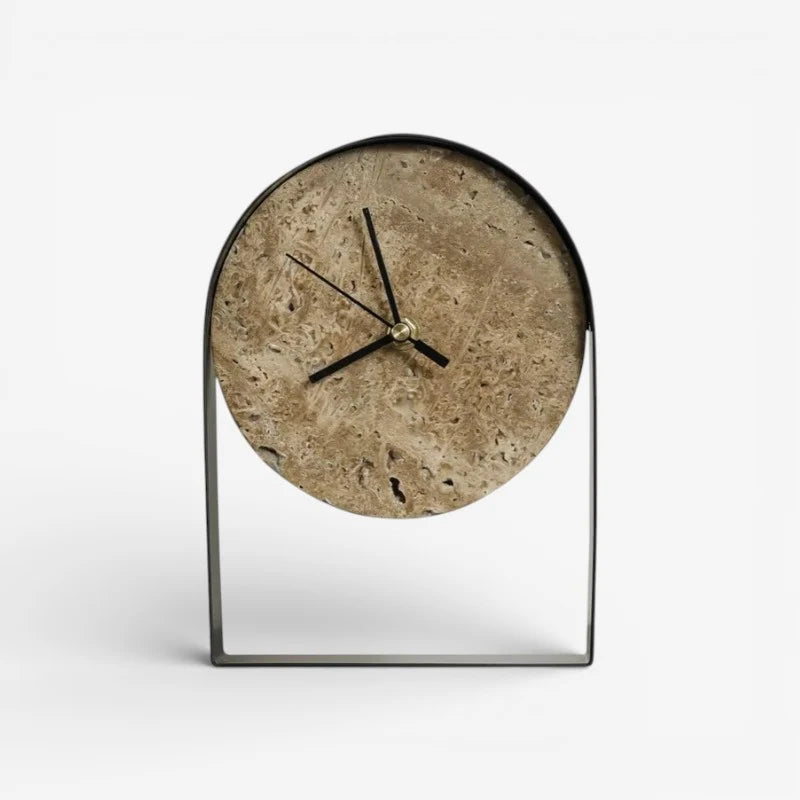 Table Clock | Decorative Stone Gold & Black | Indoor Use