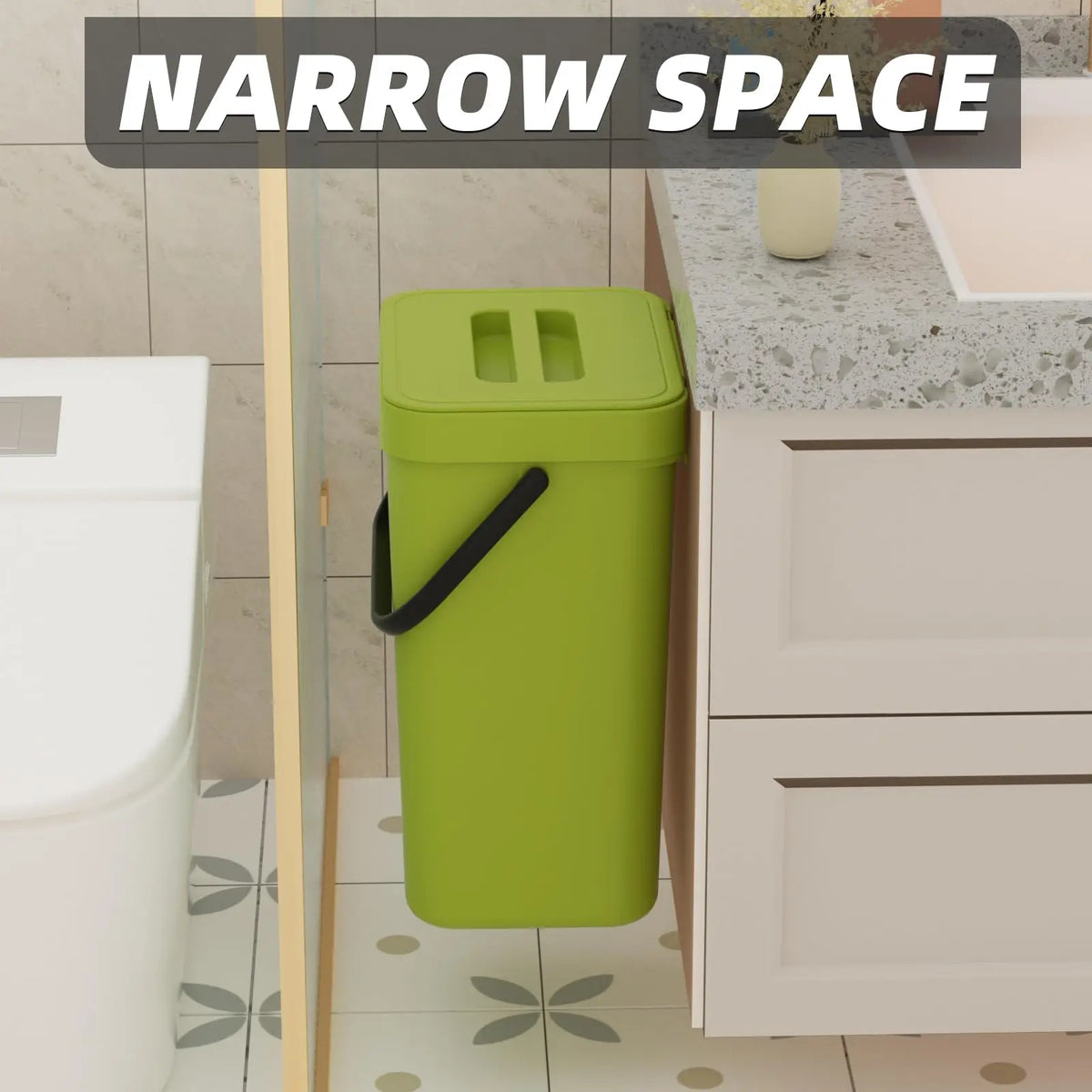 Mini Trash Can | Odor-Reducing Lid & Flexible Mounting