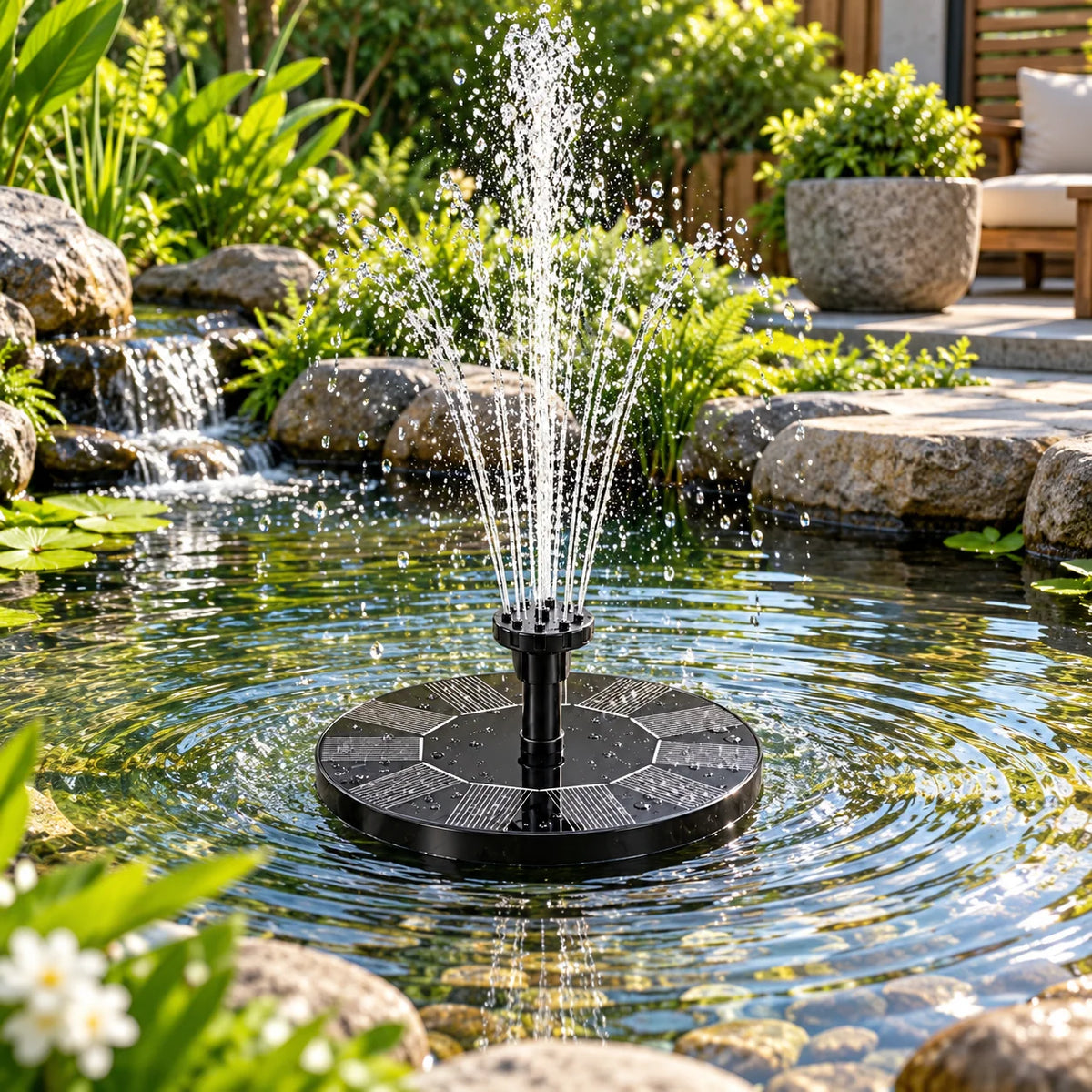 Solar Fountain Pump | Floating & Solar-Powered | Interchangeable Fountain Heads
